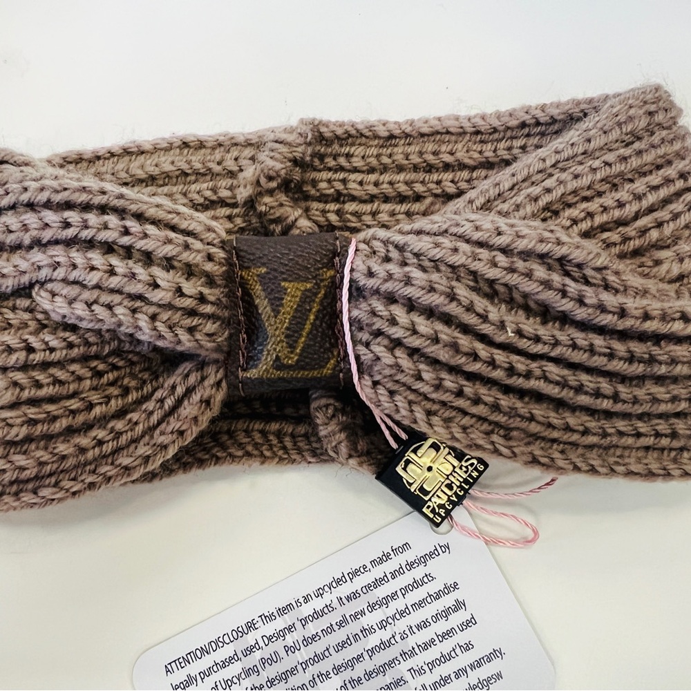 NWT Upcycled Louis Vuitton Taupe Knitted Hairband